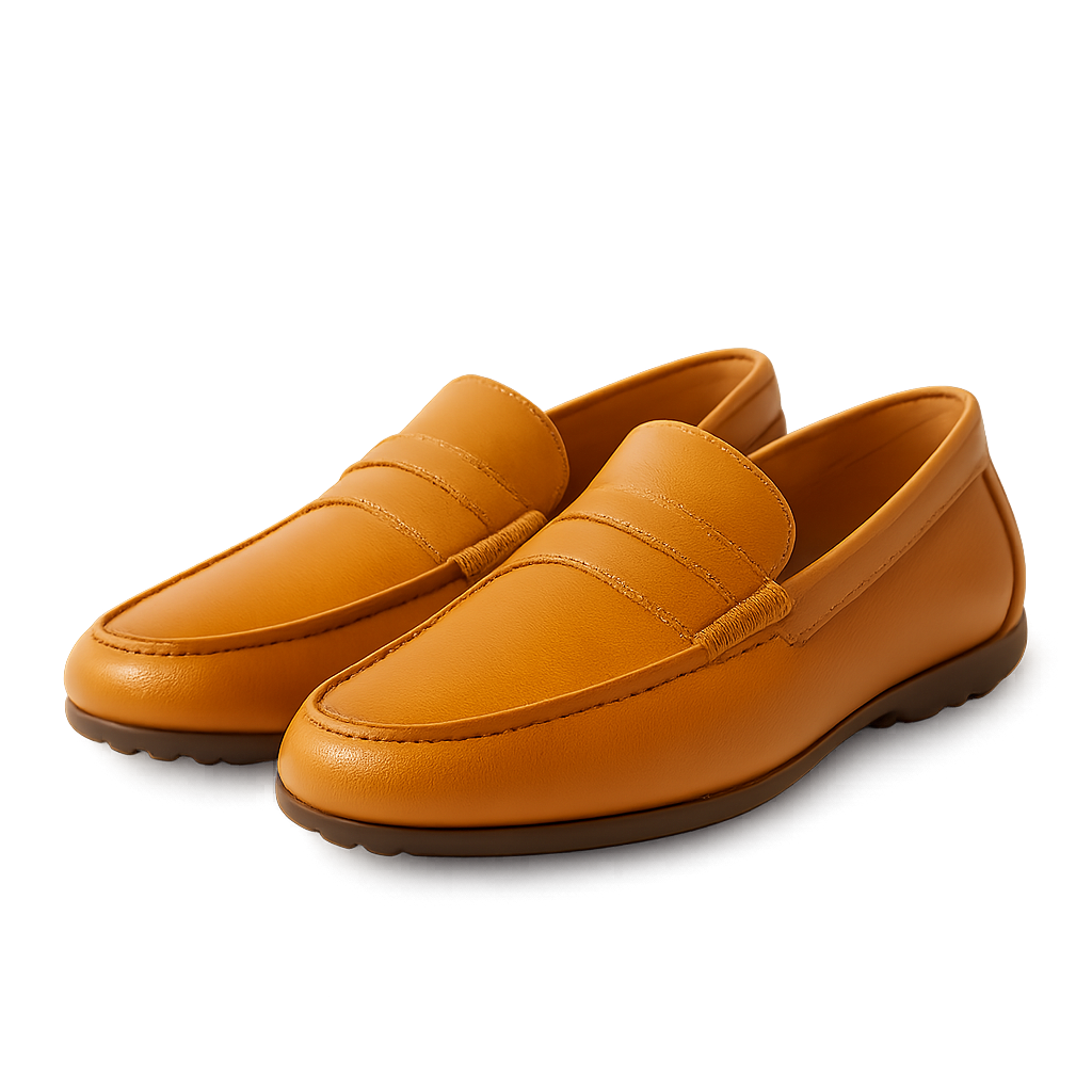 Turmeric Leather Loafers - Kenvoire Shoes